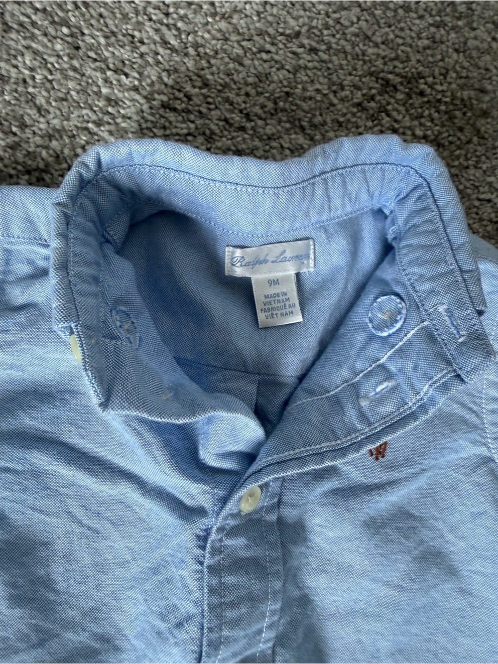 Ralph Lauren Baby Boy Iconic Oxford Shirt Button-Down Shirt Size 6M - Picture 3 of 5